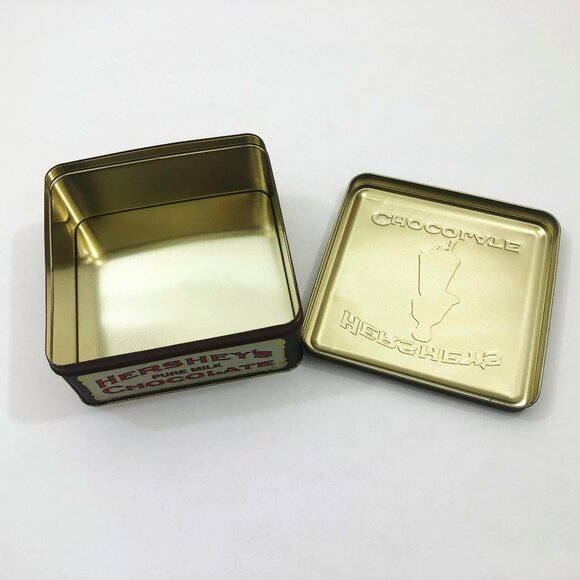 Vintage Hershey's Pure Milk Chocolate Tin Can 1992 6.25" x 6.25" x 3" - Picture 5 of 6